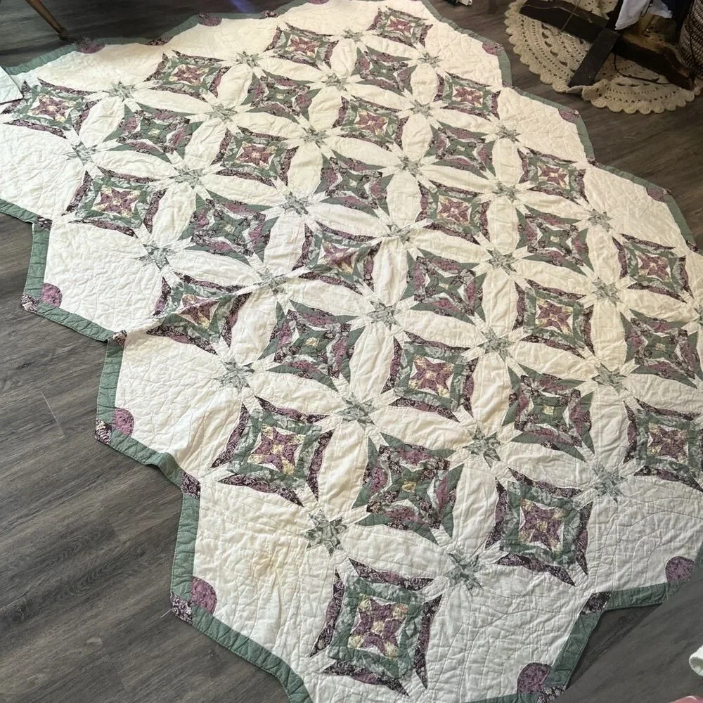 Vtg Country Collection Quilt Merrianne’s Star Queen 99x82 Cottage Shabby Chic